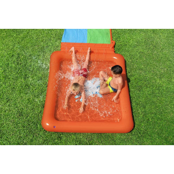 Podwójny Ślizg wodny Super Splash dla dzieci 3+ BESTWAY Tor 531cm + Brodzik 129 l + Natrysk